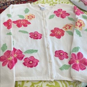 Button down flowered sweater